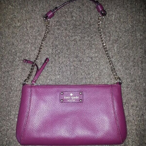 KATE SPADE-ADELA-Red Plum Leather-Chain Strap-Pochette Style-NWOT